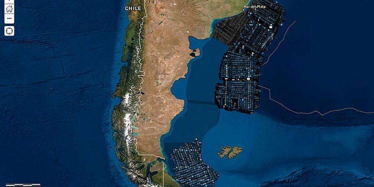 Monitoreo satelital muestra que el Mar Argentino es un campo minado